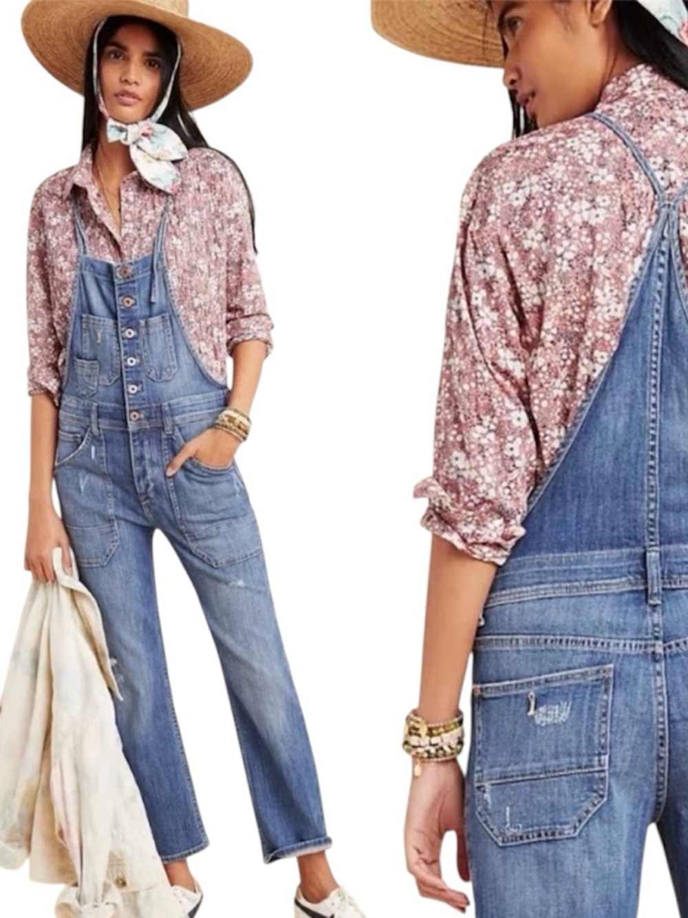 Anthropologie Light Blue Denim Button-Front Women’s Overalls